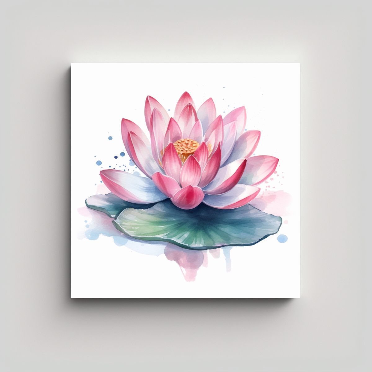 GENERICO - Estudio De Loto En Flor Flotante En Agua Arte 70x70 Cm.