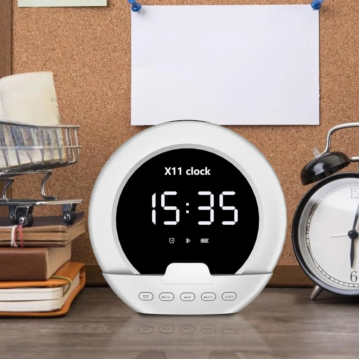 CASTLEN - Parlante Bluetooth Portátil Despertador Digital Con Pantalla Negro