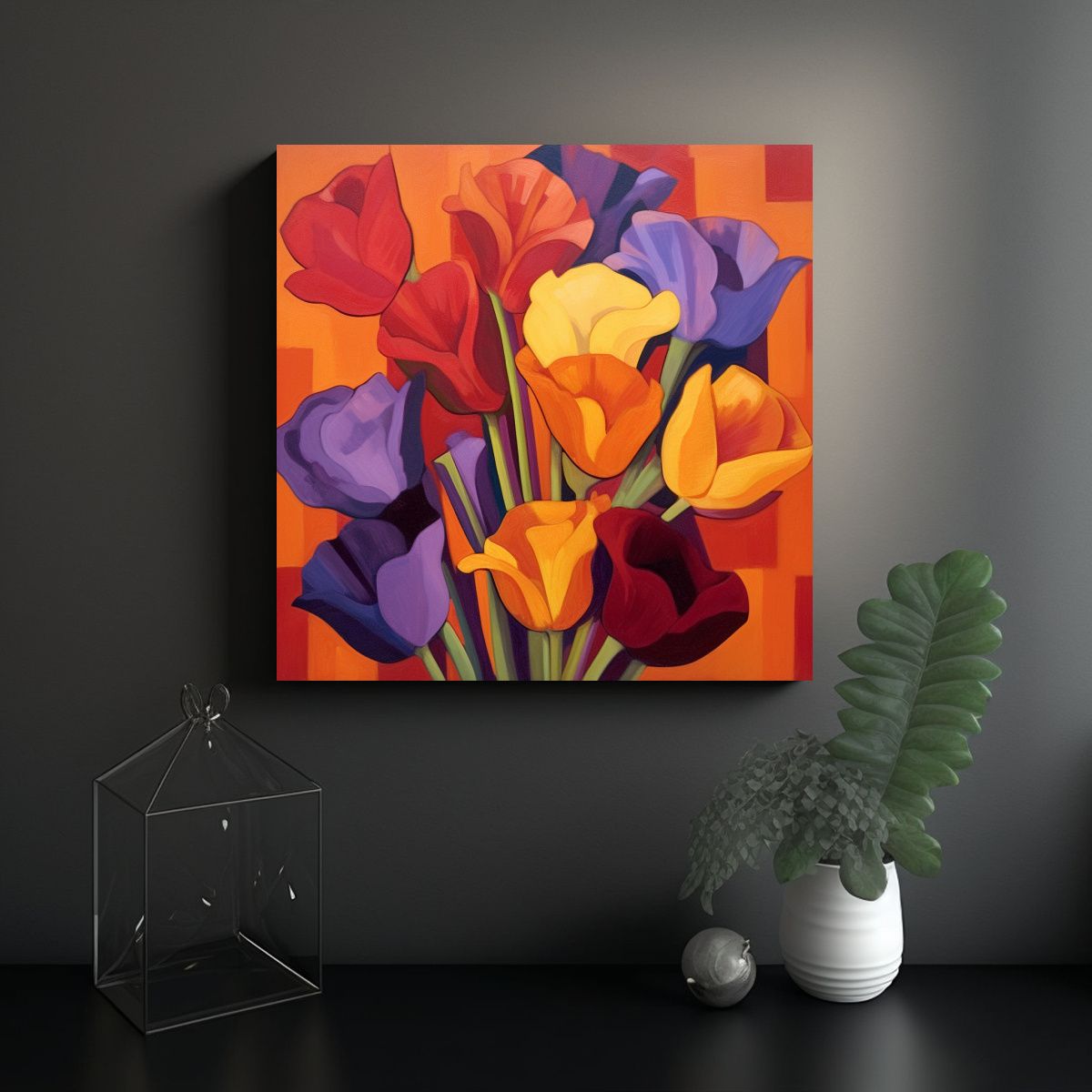 GENERICO - Lienzo De Tela Con Delicadas Líneas Vision Kara 80x80 Cm.