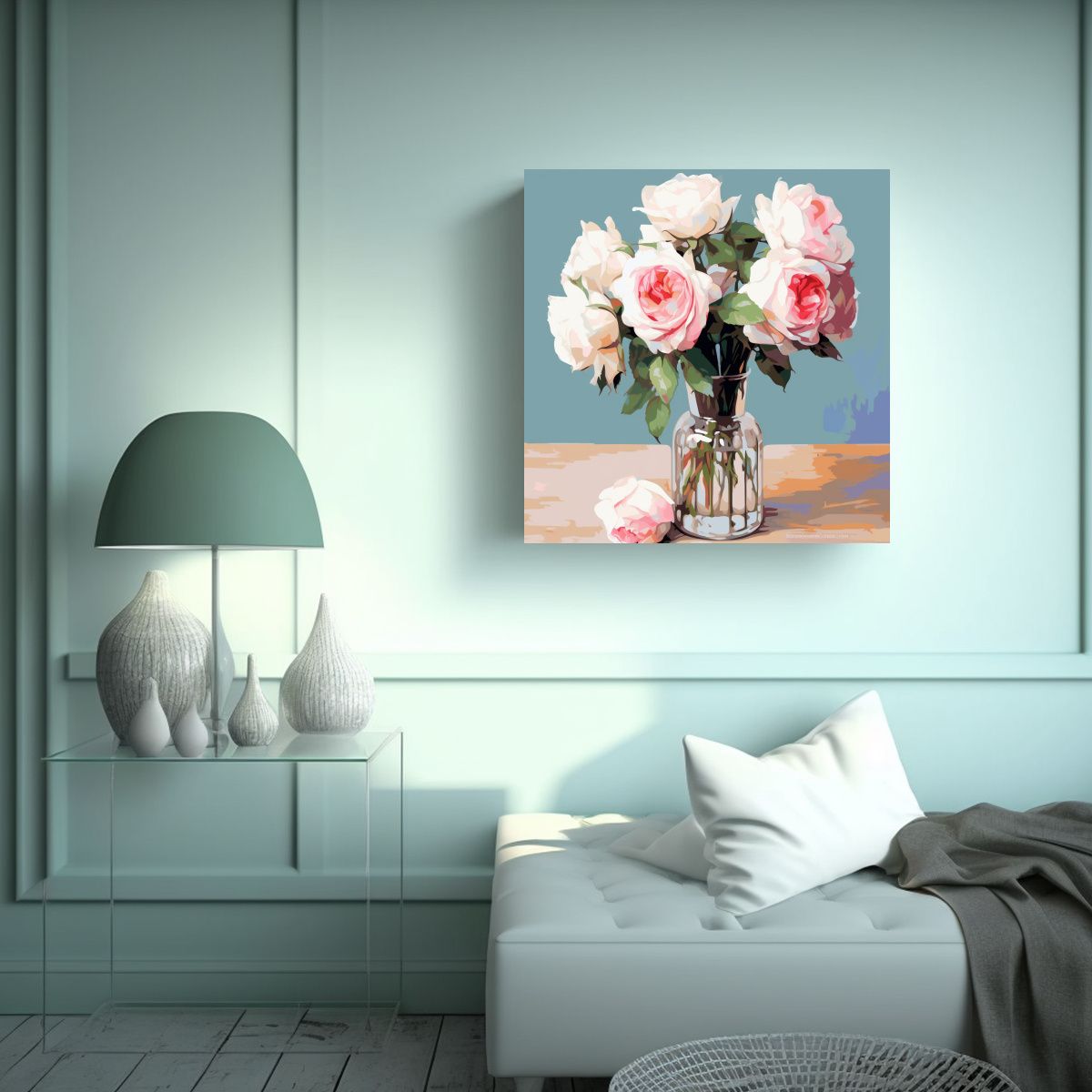 GENERICO - Belleza Natural En Arte Cinco Rosas Y Un Capullo 80x80 Cm