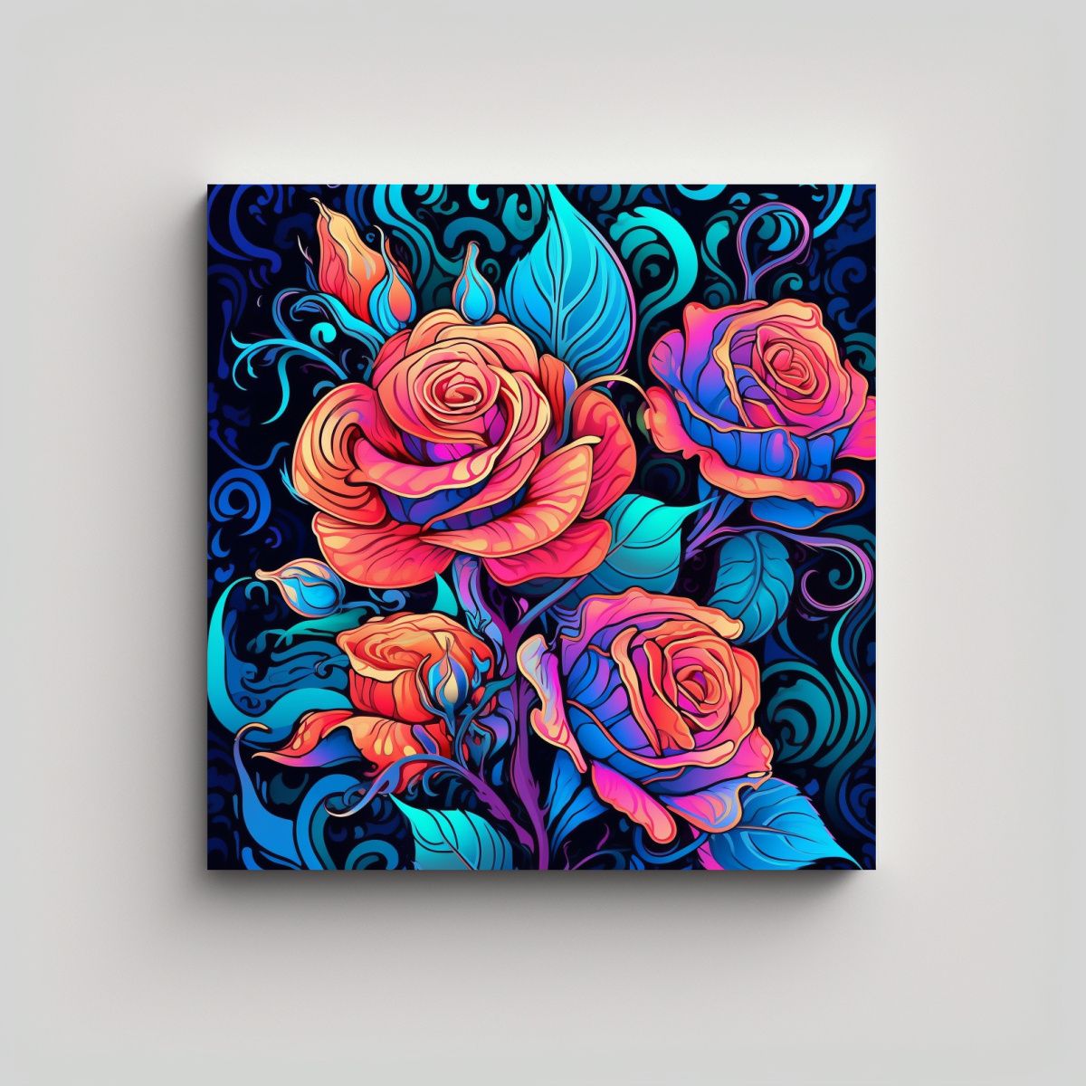 GENERICO - Ilustración Innovadora Canva Fantasía De Rosas 70x70 Cm