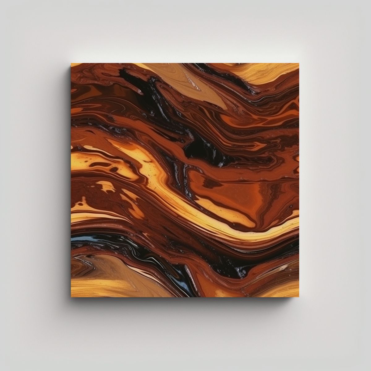 GENERICO - Cuadro óleo Textura Chocolate Marrón Y Negro 80x80 Cm