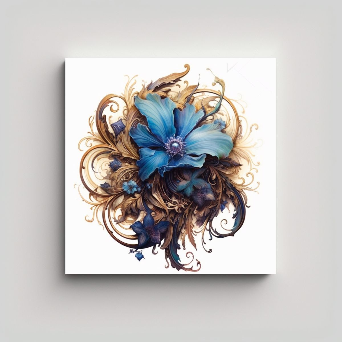 GENERICO - Arte Majestuoso De Historia Creativa Flor Azul 80x80 Cm