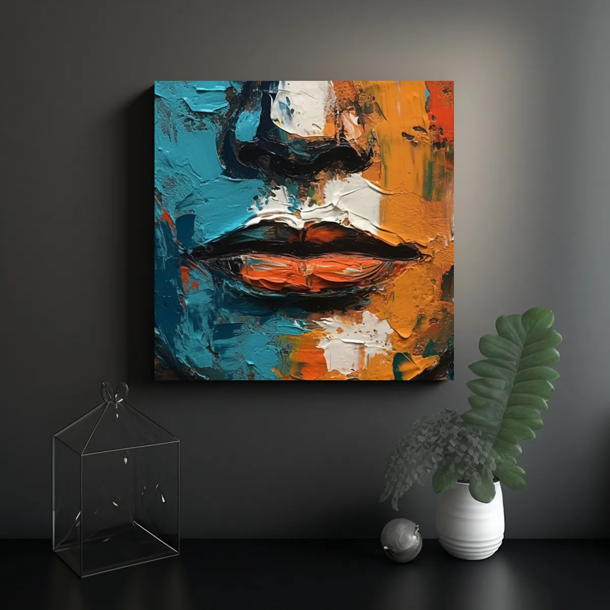 GENERICO - Pintura Lienzo Rostro Intenso Estilo 70x70 Cm