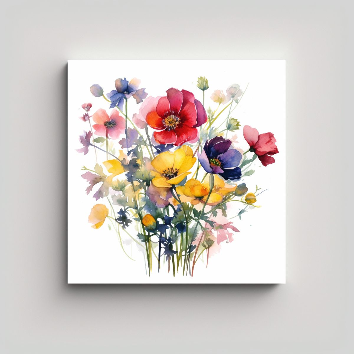 GENERICO - Ilustraciones Florales Acuarela Composiciones 90x90 Cm.