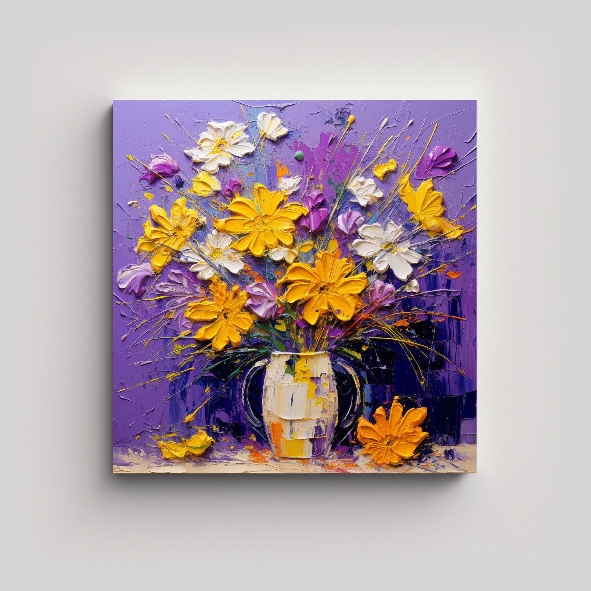 GENERICO - Cuadro Fotografía Pop Art Amarillo Y Morado 80x80 Cm