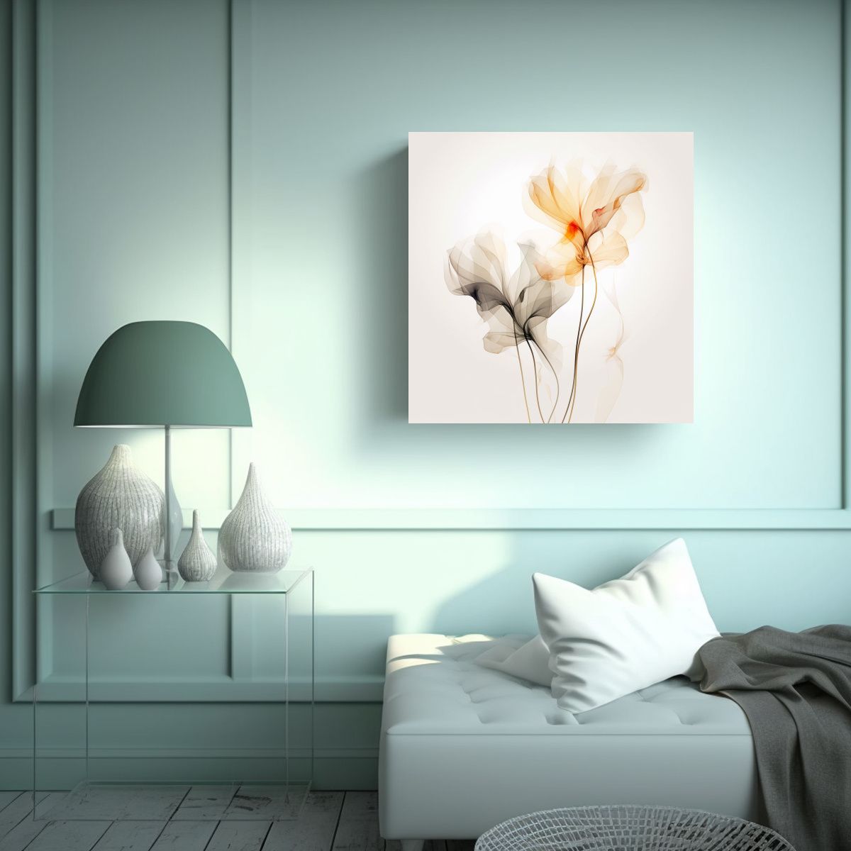 GENERICO - Arte Abstracto Minimalista Diseños Florales En 90x90 Cm