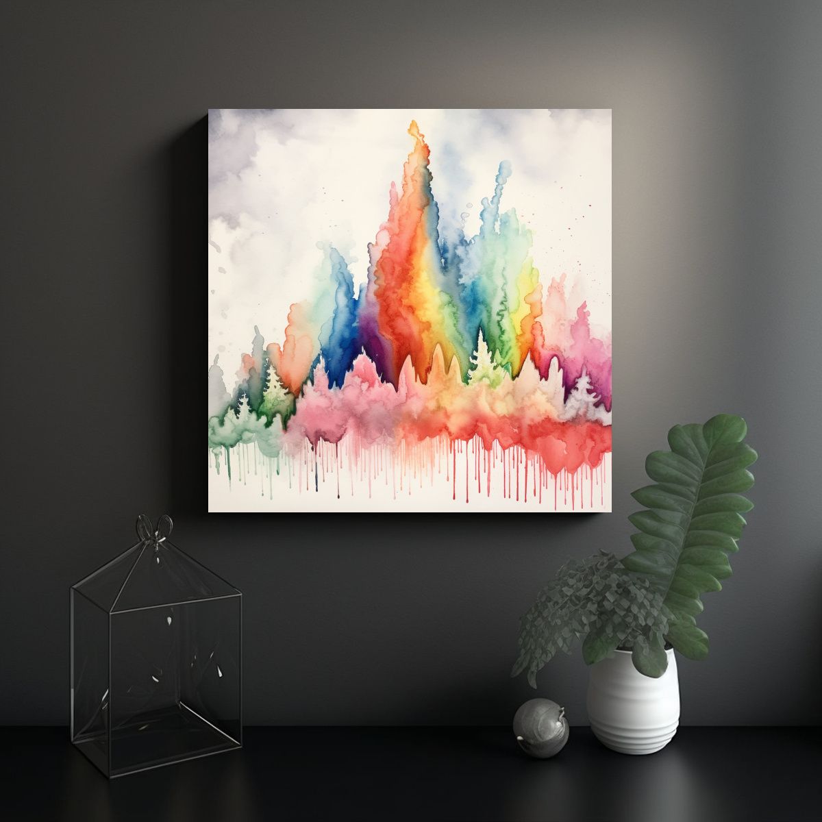 GENERICO - Cuadro Perspectiva Arcoíris Alta Calidad Para 80x80 Cm