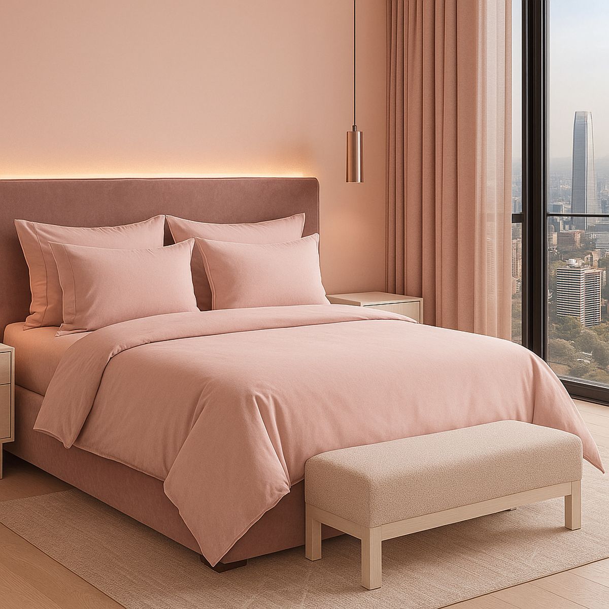 ARMONIA - Conjunto de Sábanas Signature 800 Hilos Rosado 2 Plazas