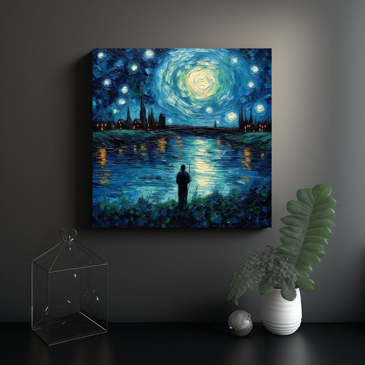 GENERICO - Cuadro Decorativo Exposición Van Gogh Noche 80x80 Cm