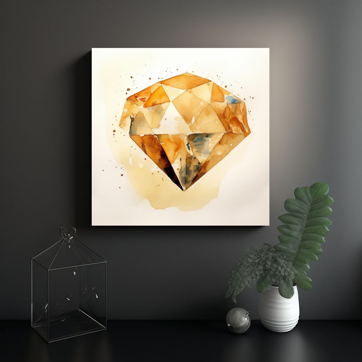 GENERICO - Pinturas Decorativas Estilo Acuarela Diamantes 80x80 Cm.