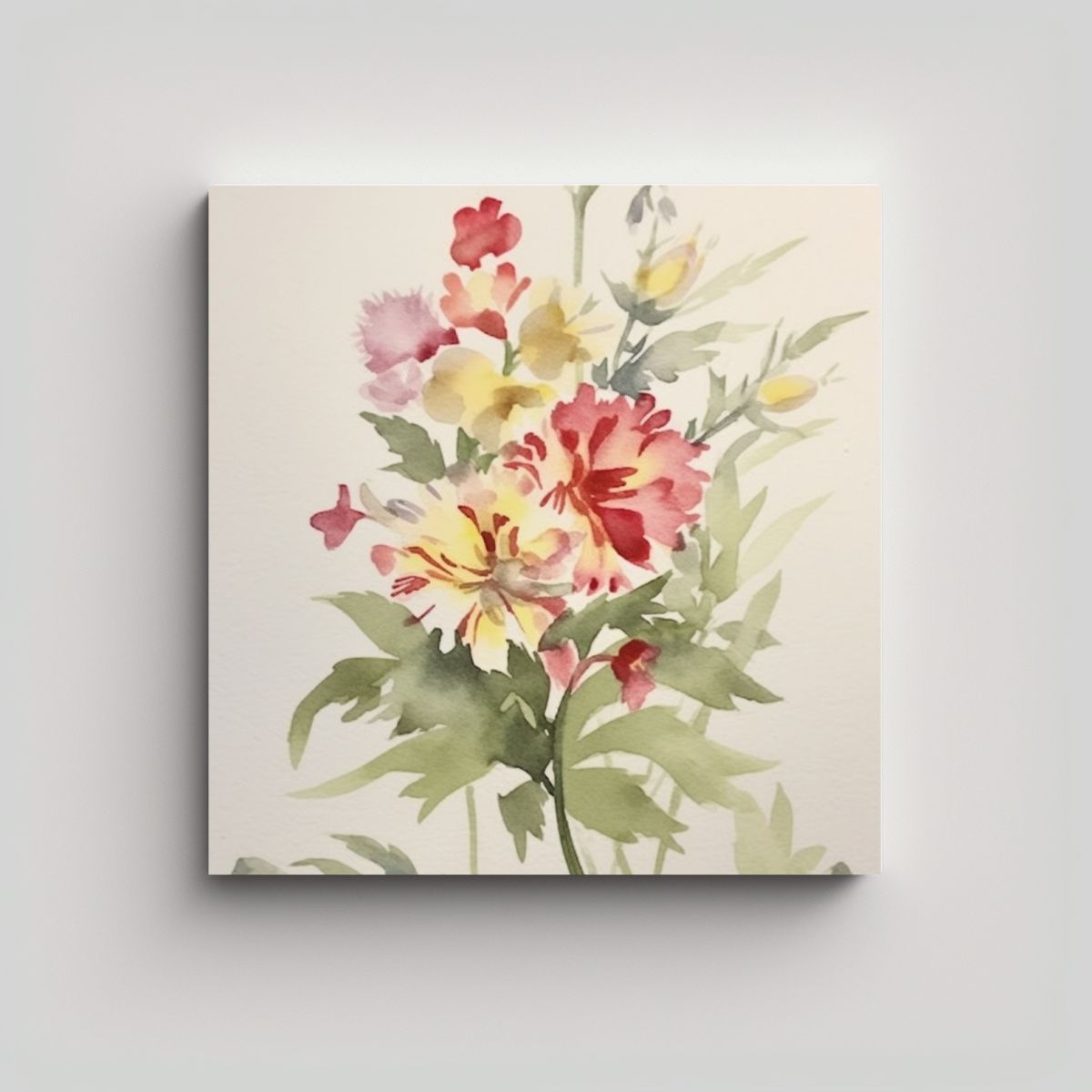 GENERICO - Pintura Floral Vintage Alegre Acuarela Claude 90x90 Cm