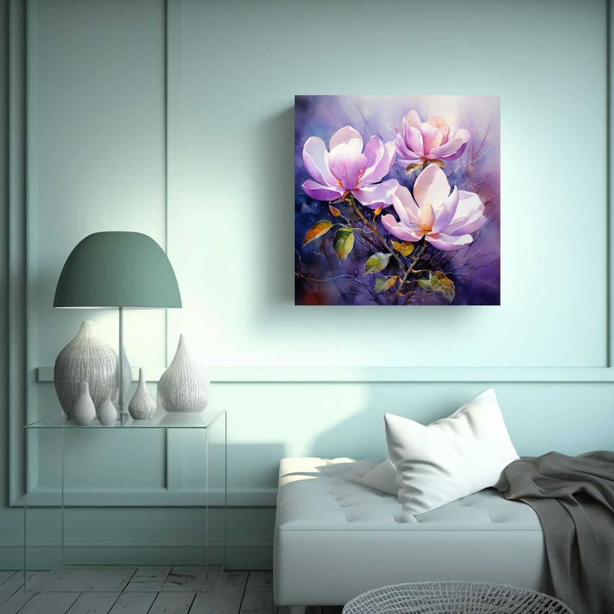 GENERICO - Pintura Abstracta Decorativa Con Flores De 80x80 Cm
