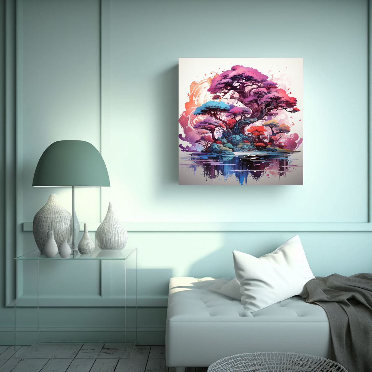 GENERICO - Pintura Decorativa De Un Bonsái De Pino En 80x80 Cm