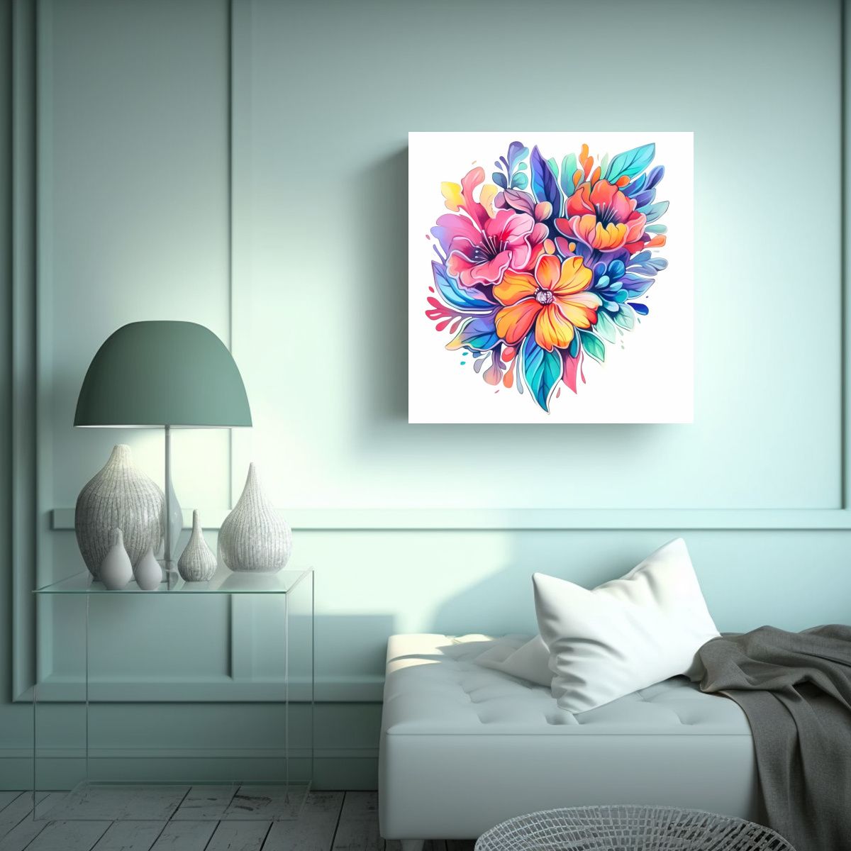 GENERICO - Cuadro Surrealista De Detective Con Flores 70x70 Cm