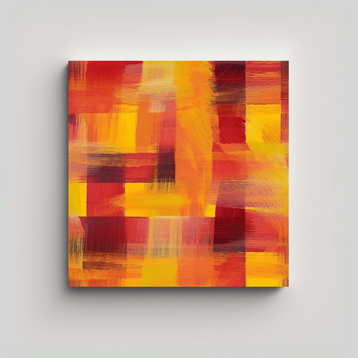 GENERICO - Cuadro Decorativo De Estilo Años 70 En Rojo Y 80x80 Cm