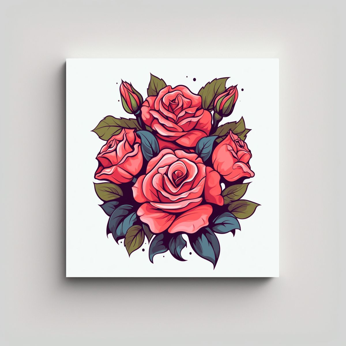 GENERICO - Arte Inspirador Retro Baño Rosa Flores Camiseta 70x70 Cm
