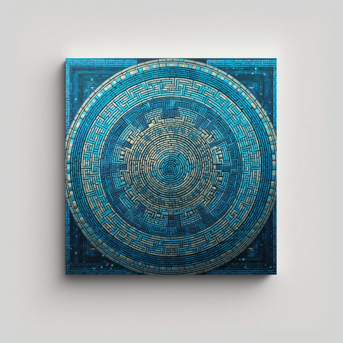 GENERICO - Cuadros De Decoración Con Mandala Azul Y Verde 90x90 Cm