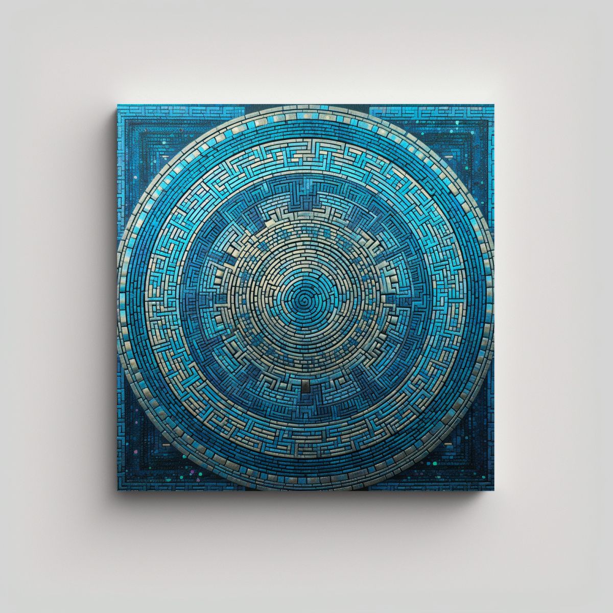 GENERICO - Cuadros De Decoración Con Mandala Azul Y Verde 90x90 Cm