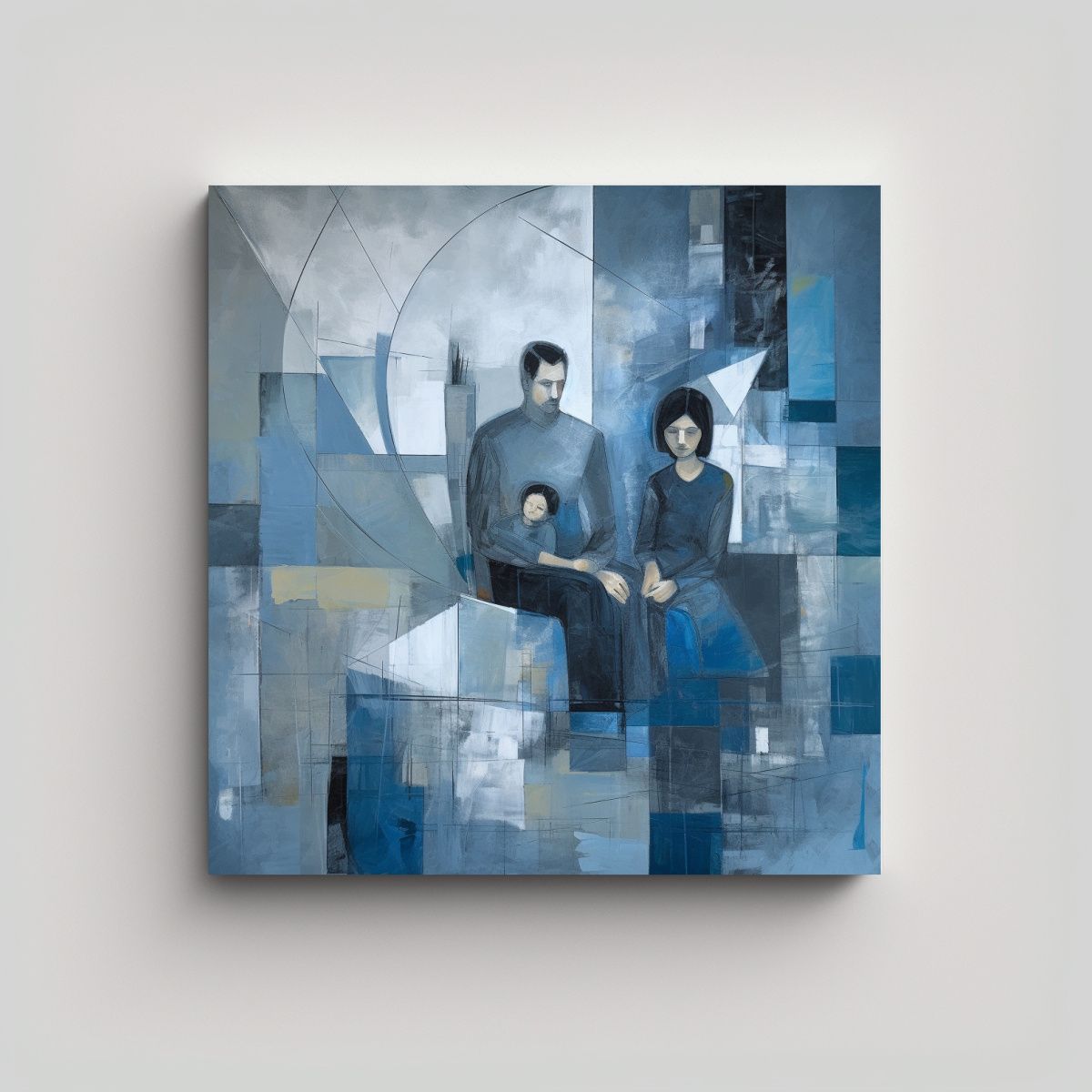 GENERICO - Pintura Sublimada De Familia En Bastidor Gris PD 80x80 Cm