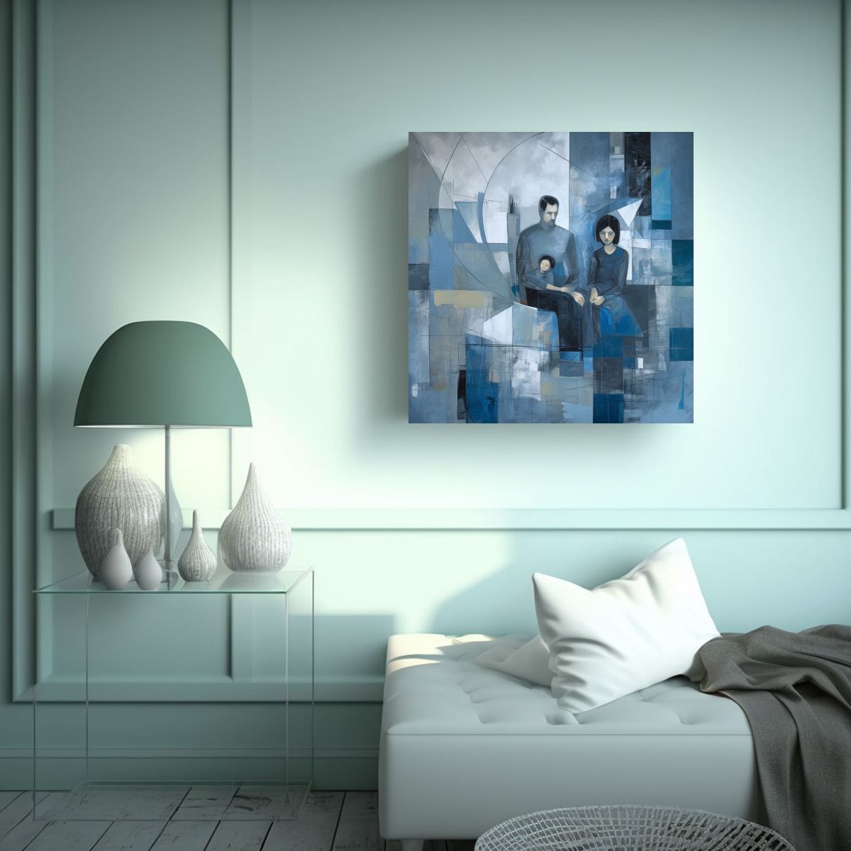 GENERICO - Pintura Sublimada De Familia En Bastidor Gris PD 80x80 Cm