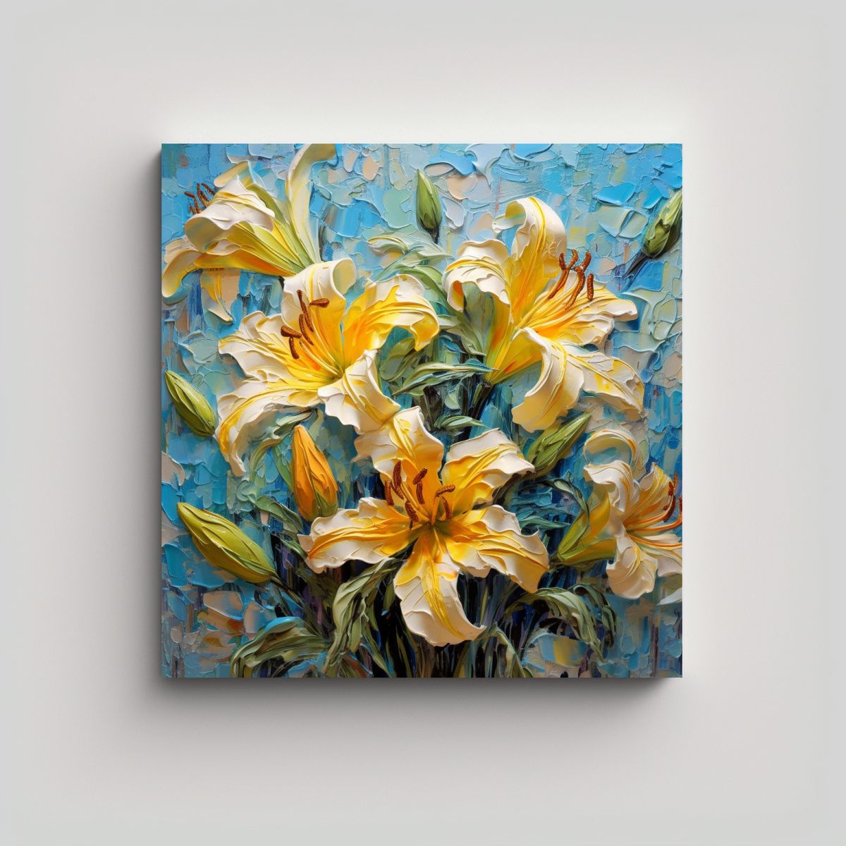 GENERICO - Pintura Lienzo Tonos Profundidad Lirios Coloridos 70x70 Cm
