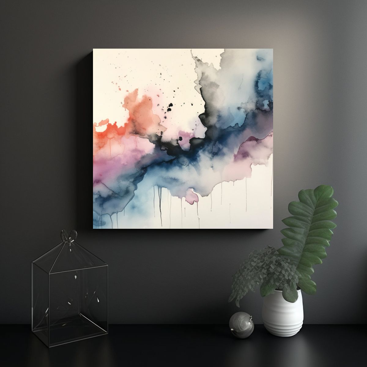 GENERICO - Pintura Abstracta Minimalista Expresión Fluida 80x80 Cm