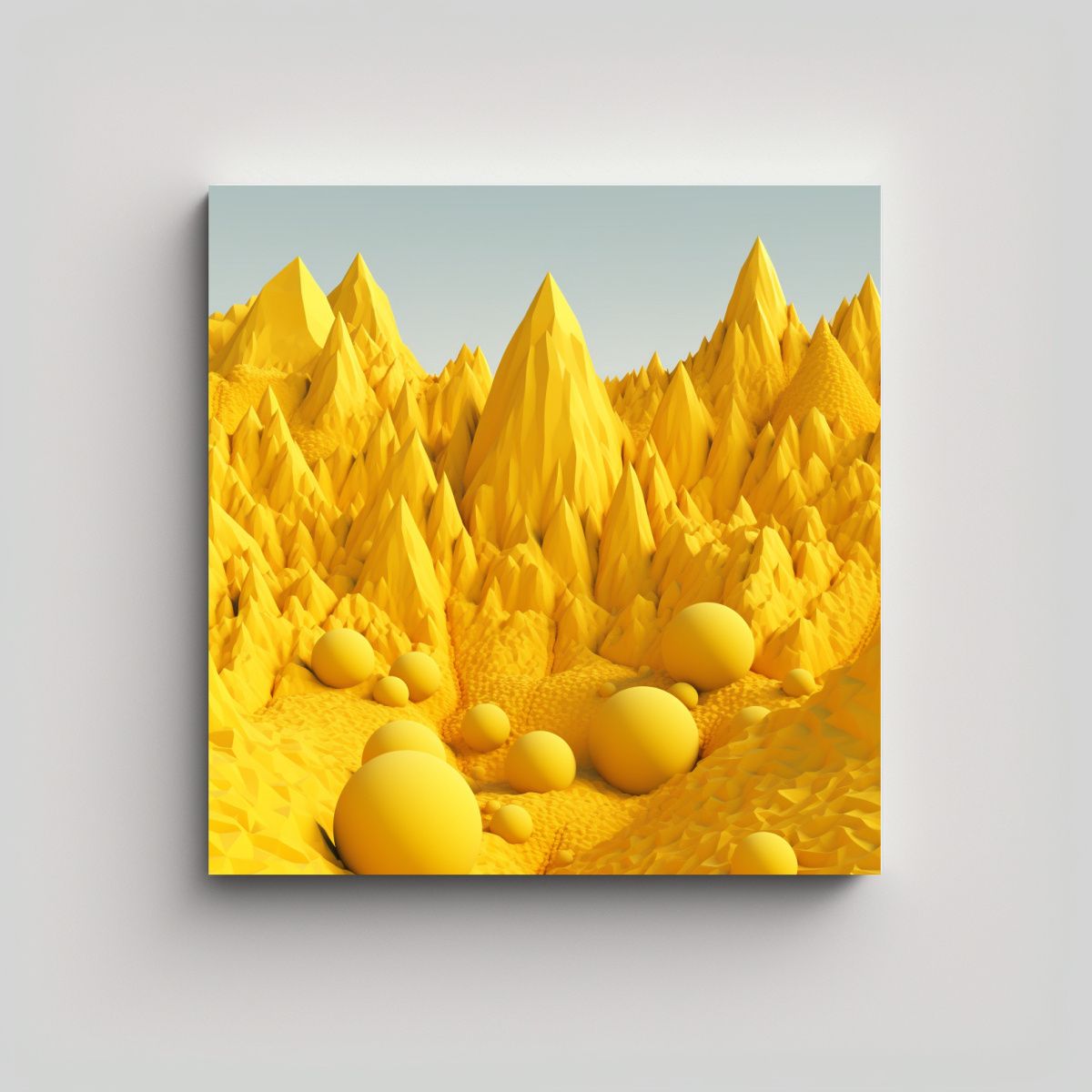 GENERICO - Pintura En Lienzo Moderno Amarillo Con Picos De 70x70 Cm