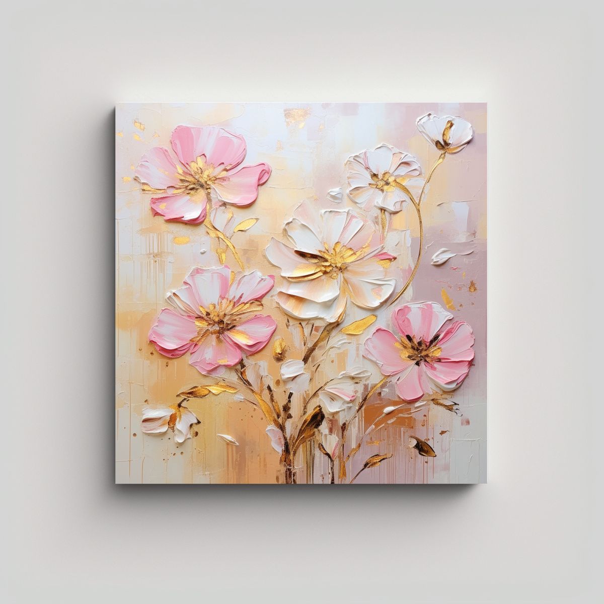 GENERICO - Pintura En Lienzo Para Sala Con Flores En Colores 90x90 Cm