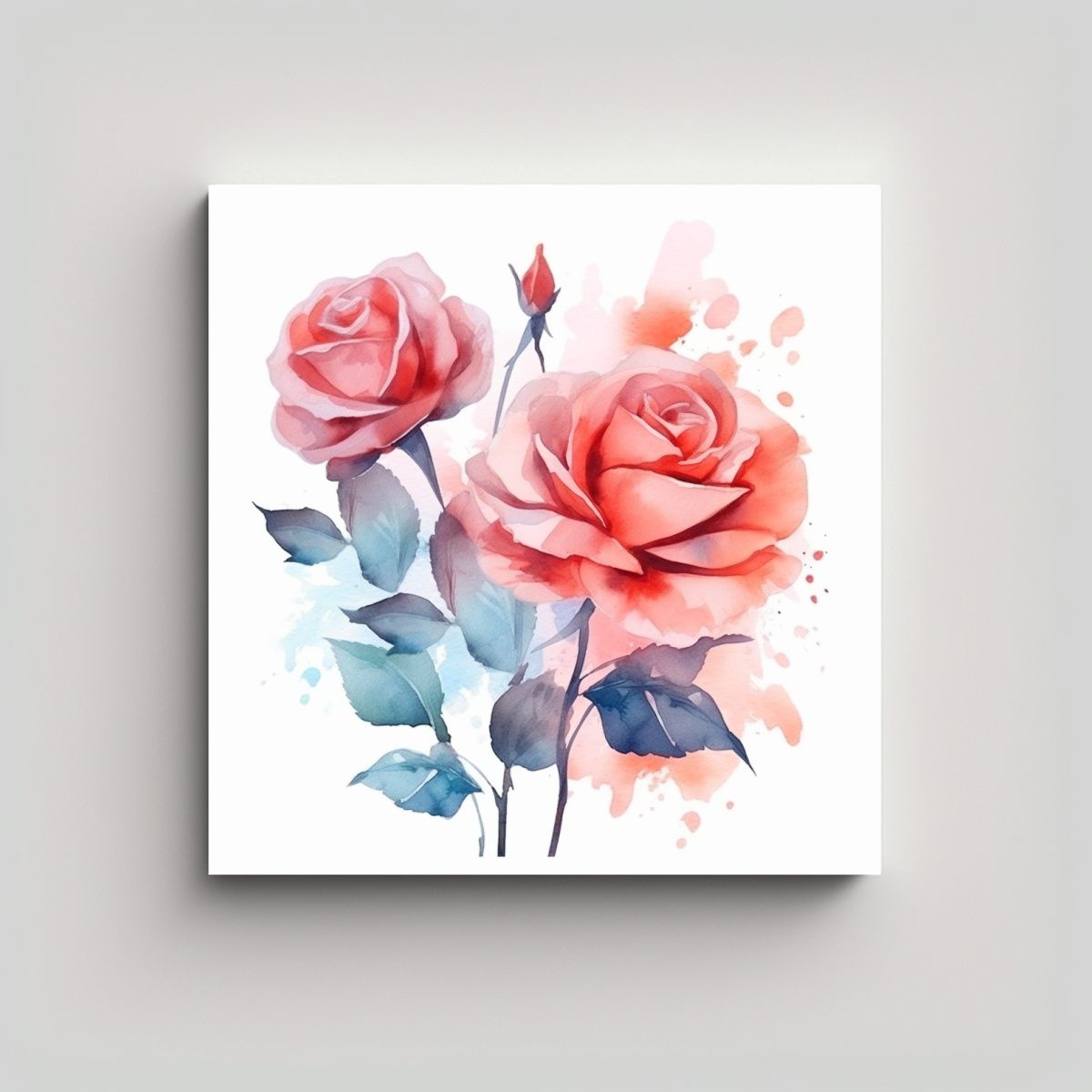 GENERICO - Lienzo Sublimado Armonía Con Rosas Acuarela 90x90 Cm