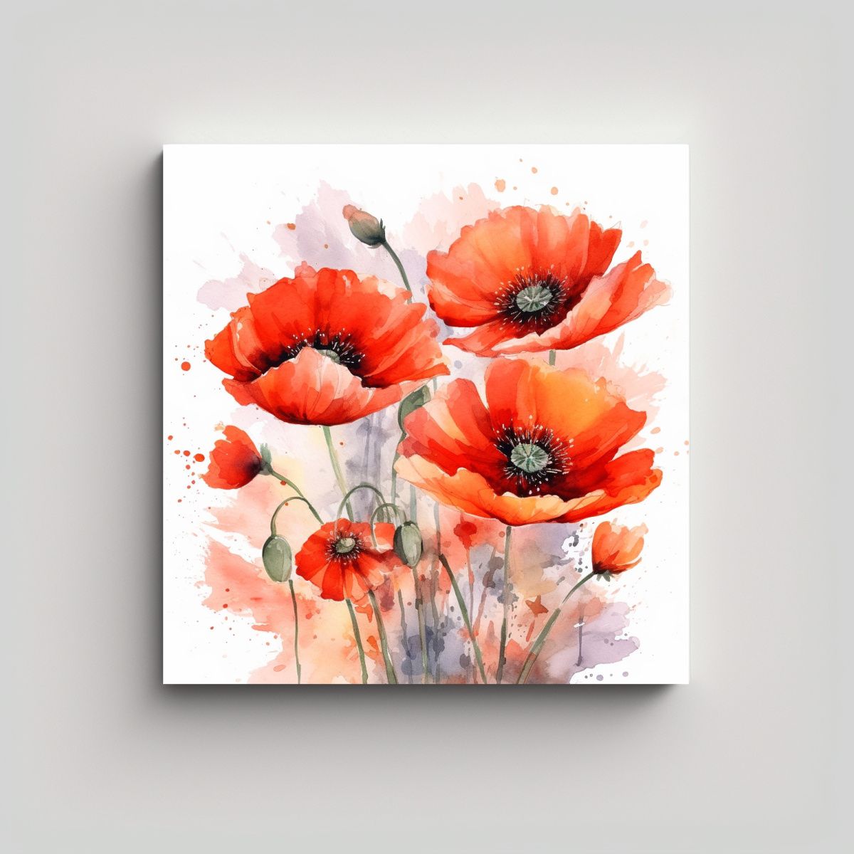 GENERICO - Cuadros Decorativos Lienzo Moderno De Amapolas 80x80 Cm