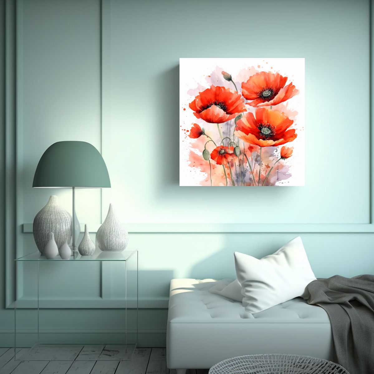 GENERICO - Cuadros Decorativos Lienzo Moderno De Amapolas 80x80 Cm