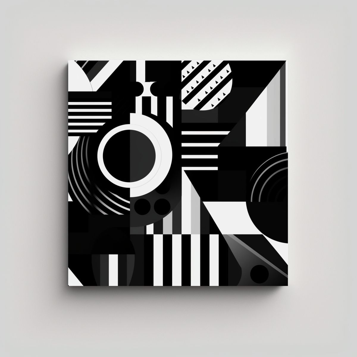 GENERICO - Pintura Abstracta Lienzo Geométrico En Blanco Y 80x80 Cm