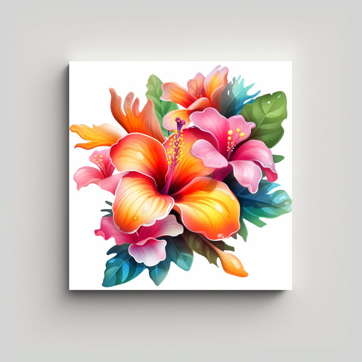 GENERICO - Arte Mural Floral Para Cocina Decoración Lienzo 90x90 Cm