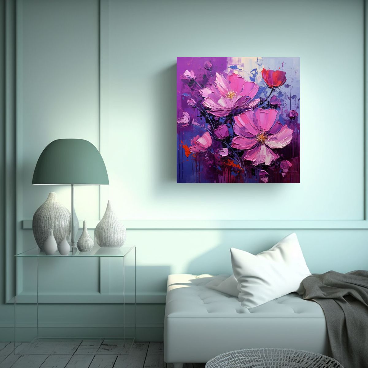 GENERICO - Pintura En Lienzo Floral Creativa En Colores 90x90 Cm