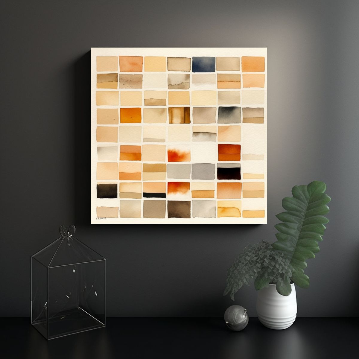 GENERICO - Cuadro Fantasía Acuarela Tonos Beige Minimalista 70x70 Cm.