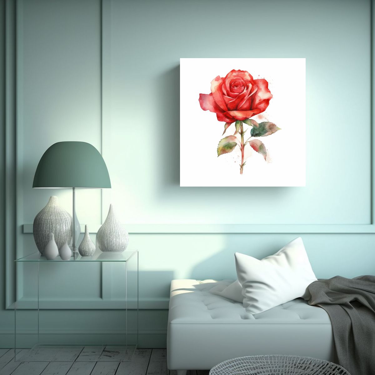 GENERICO - Armonía De Colores En Dibujo De Rosa Roja Con 90x90 Cm