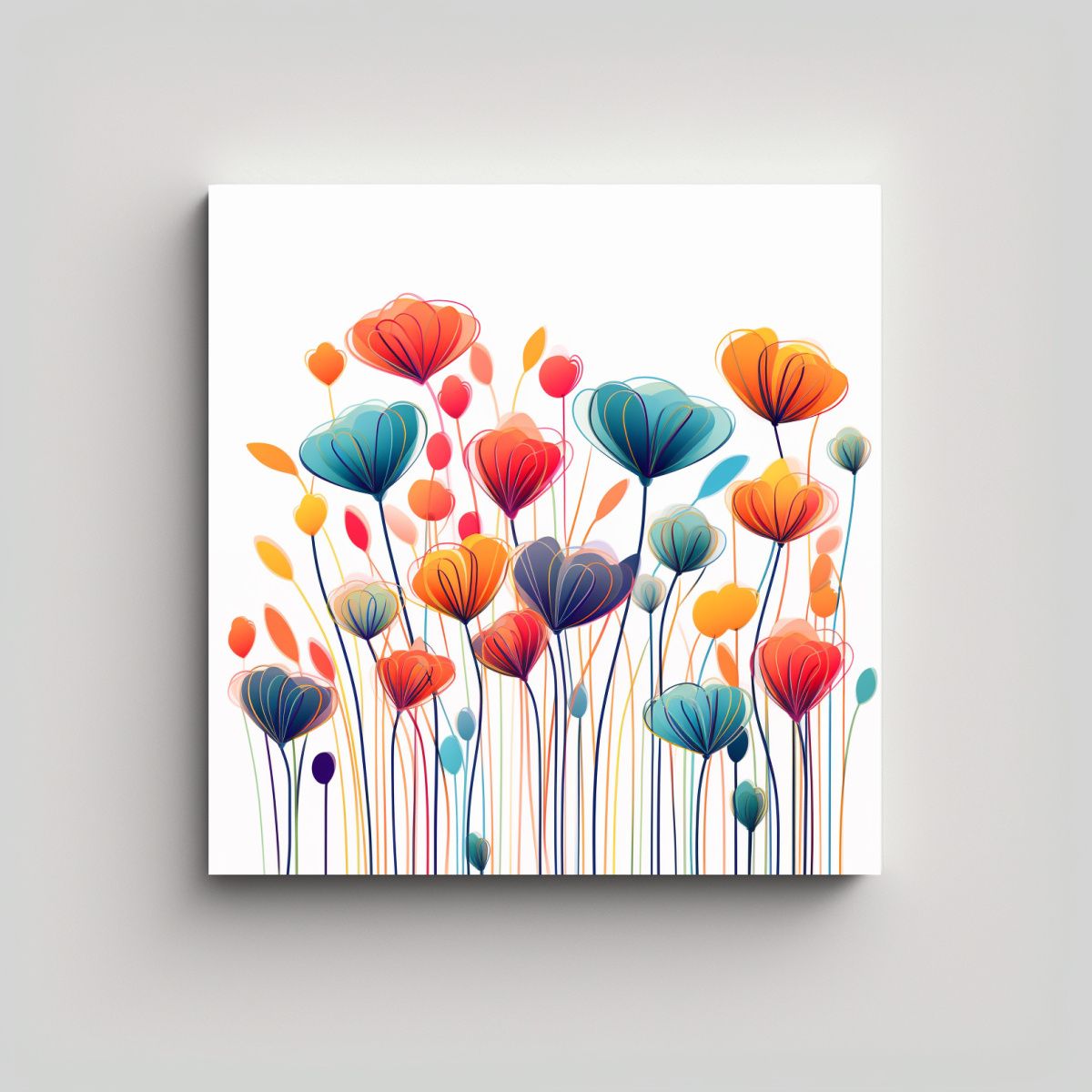 GENERICO - Arte Urbano Abstracto Flores Vivas En Línea 80x80 Cm