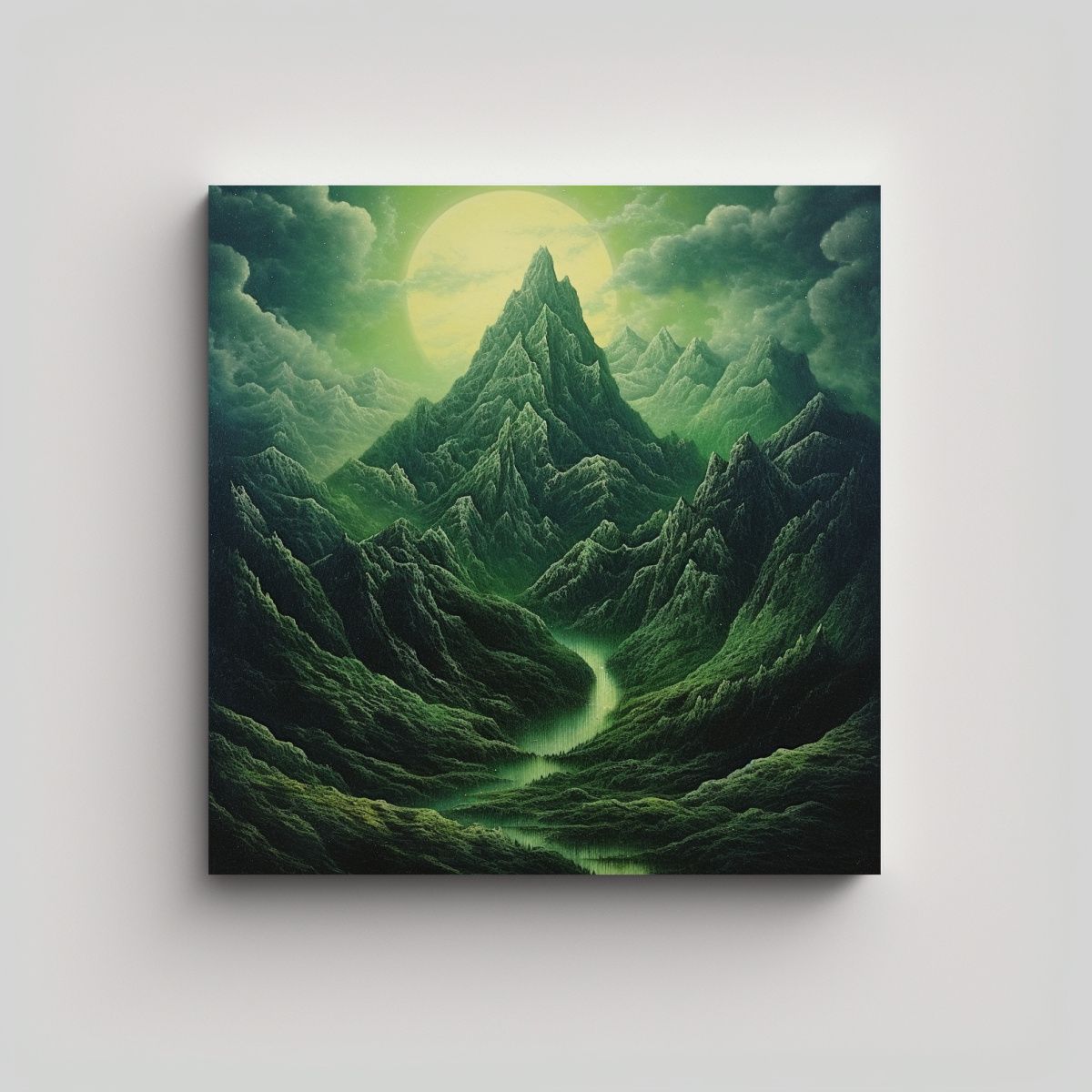 GENERICO - Pintura Moderna Relieve Montaña Verde Para 70x70 Cm