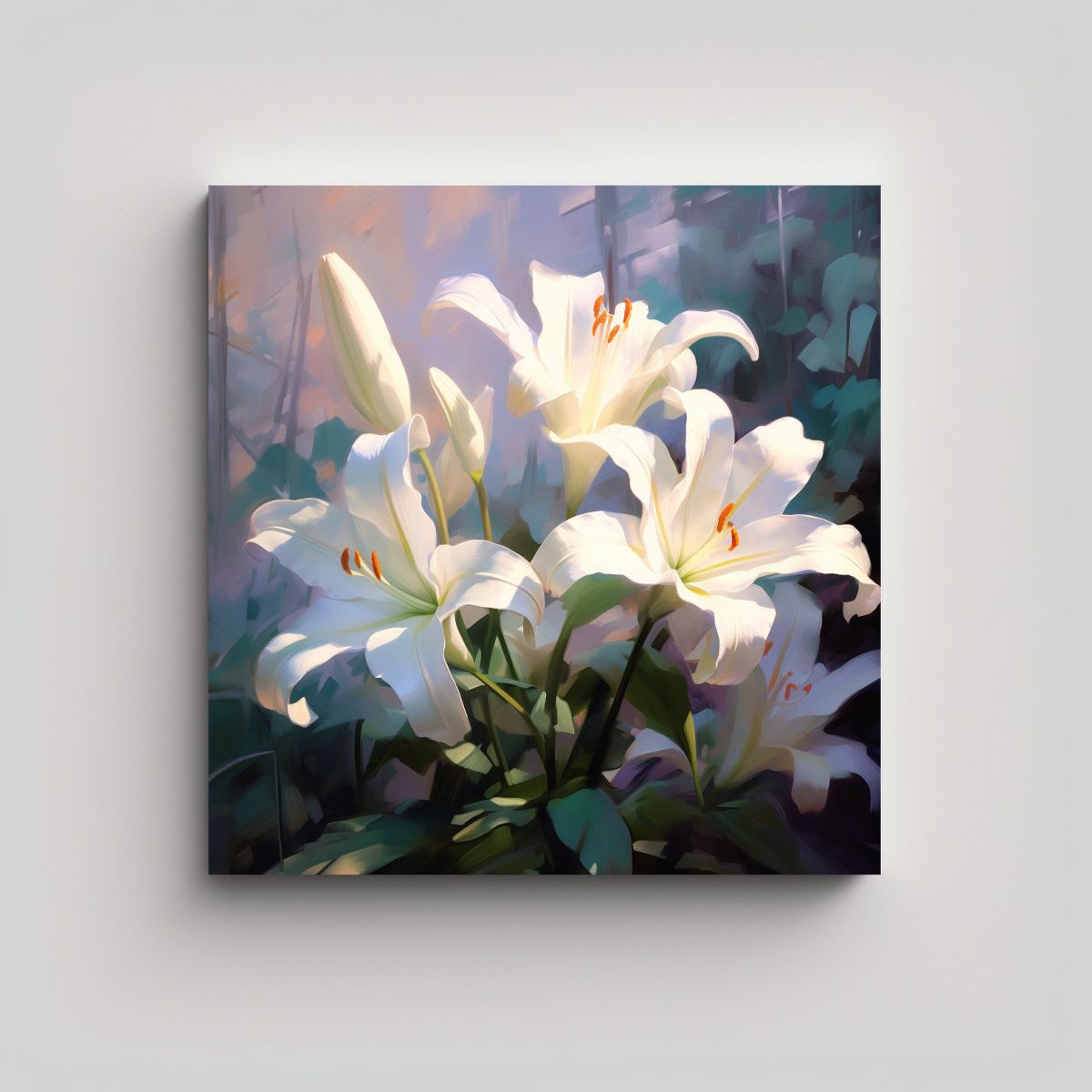GENERICO - Lienzo Moderno Luminosidad Óleo De Lirios 70x70 Cm