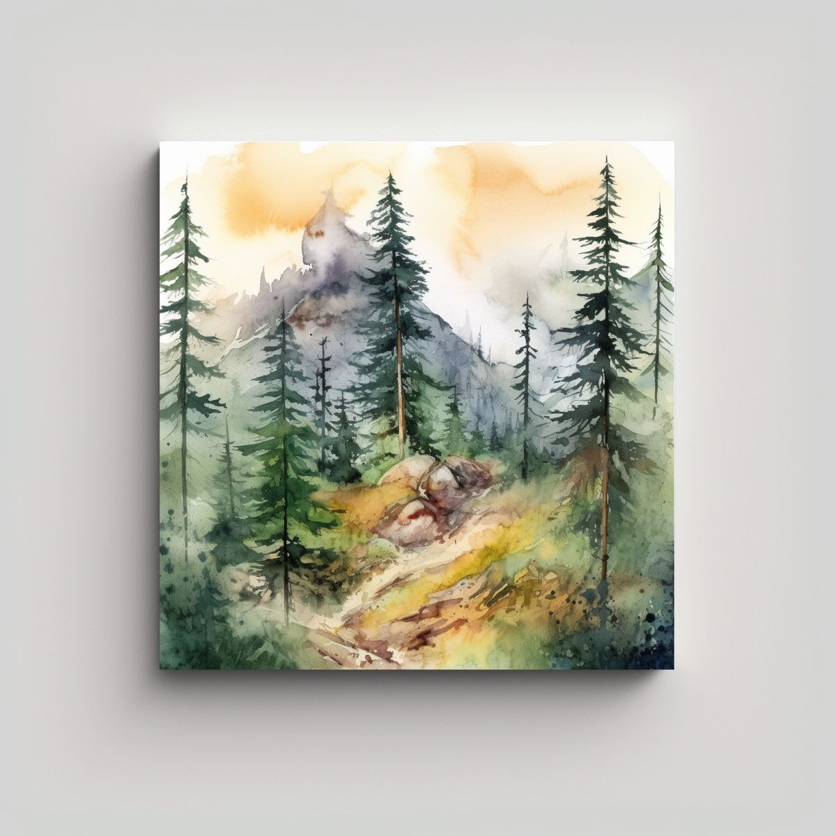 GENERICO - Cuadros De Decoración De Pinos En Las Montañas 90x90 Cm