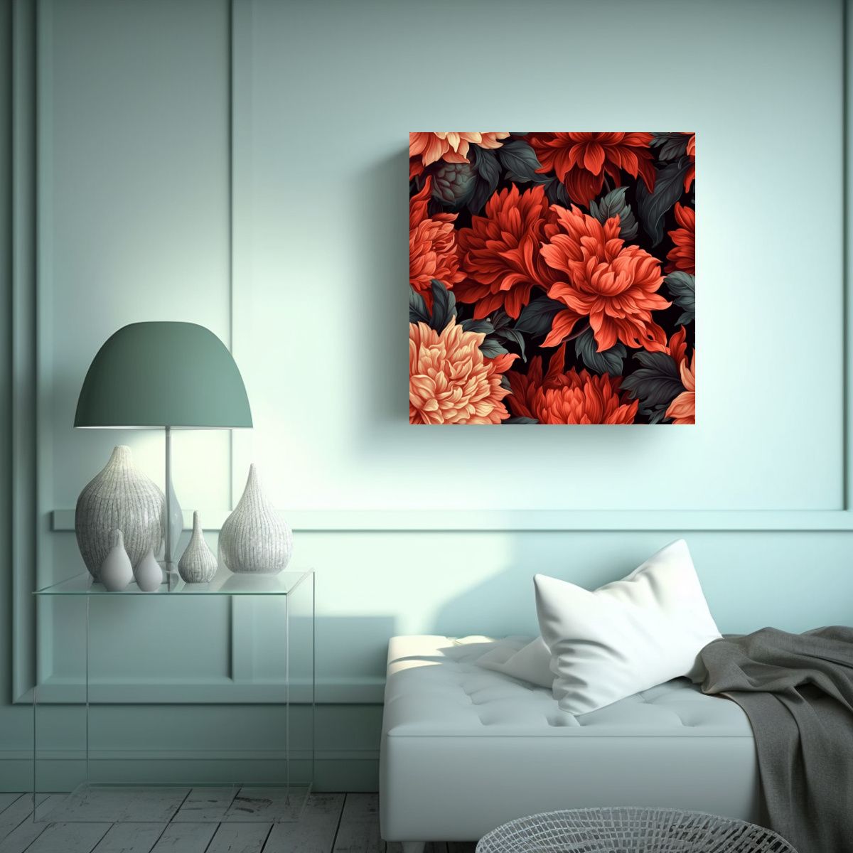 GENERICO - Impresión Rústica Moderna Patrón Floral 70x70 Cm