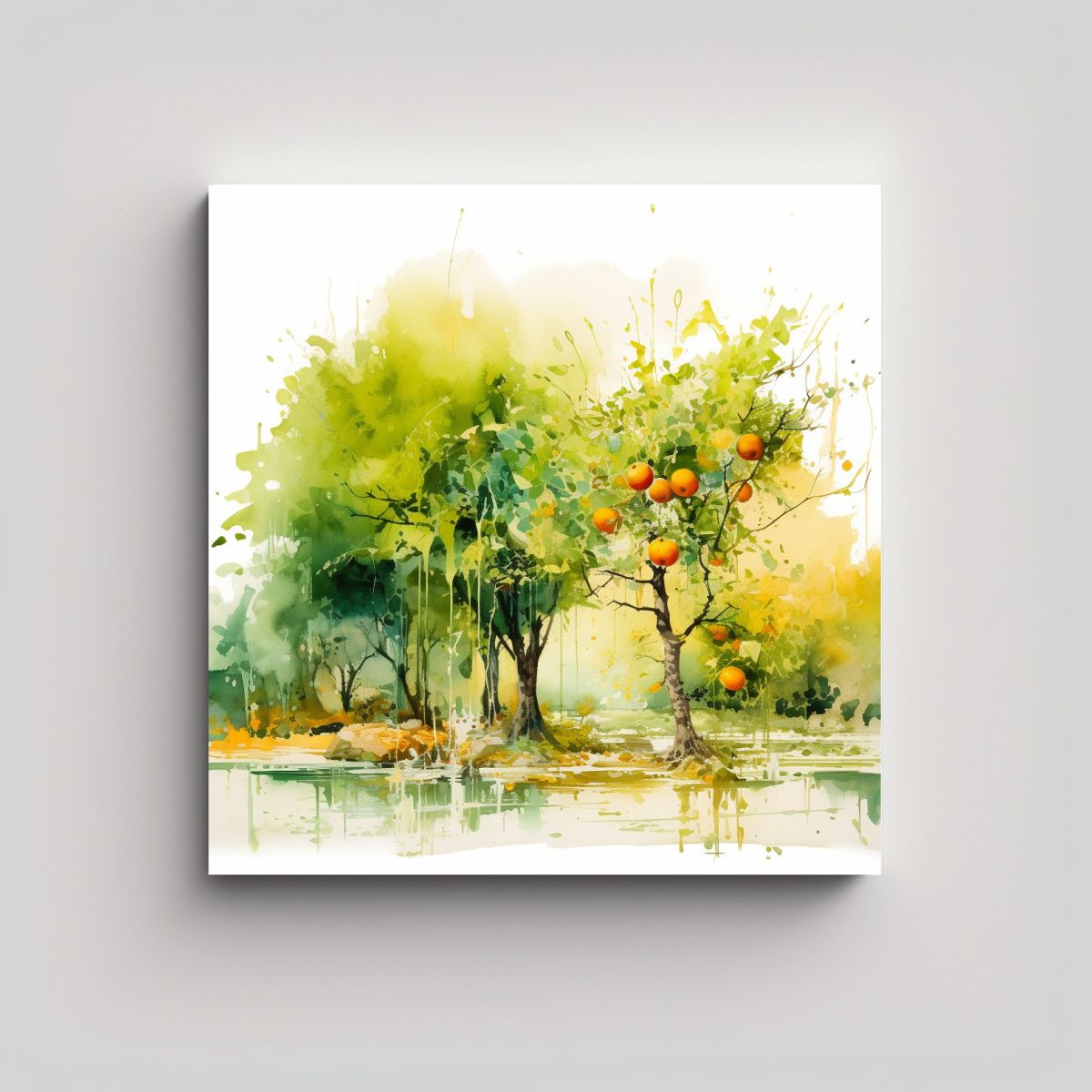 GENERICO - Pintura Abstracta De árboles Frutales En Colores 90x90 Cm