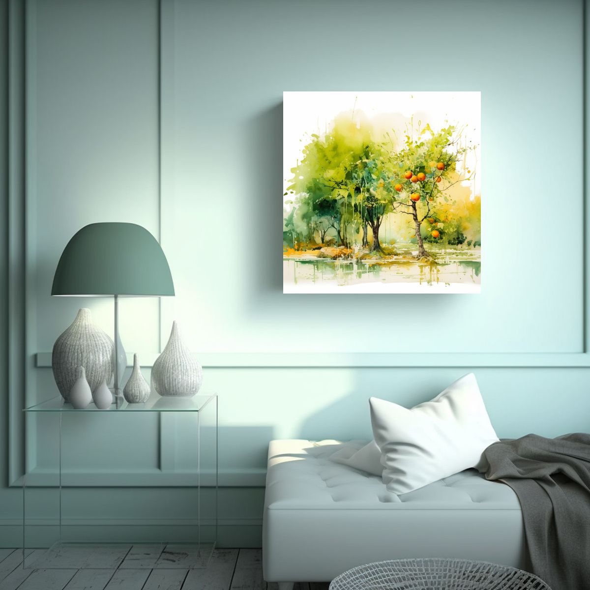 GENERICO - Pintura Abstracta De árboles Frutales En Colores 90x90 Cm