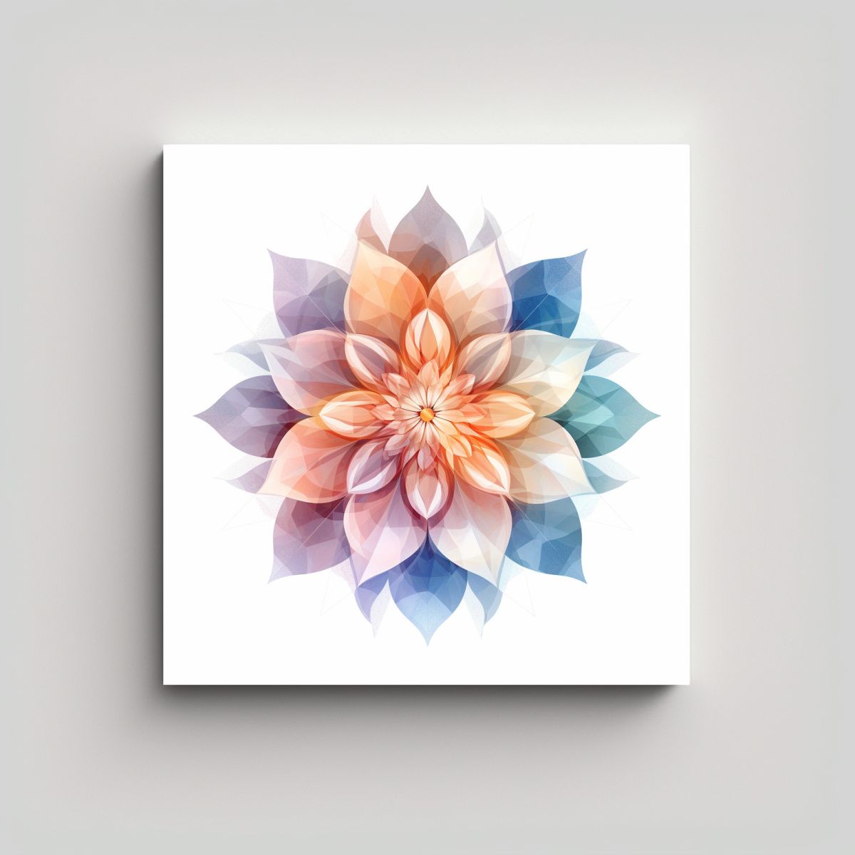 GENERICO - Ilustración Geométrica De Flor En Lienzo De 90x90 Cm.