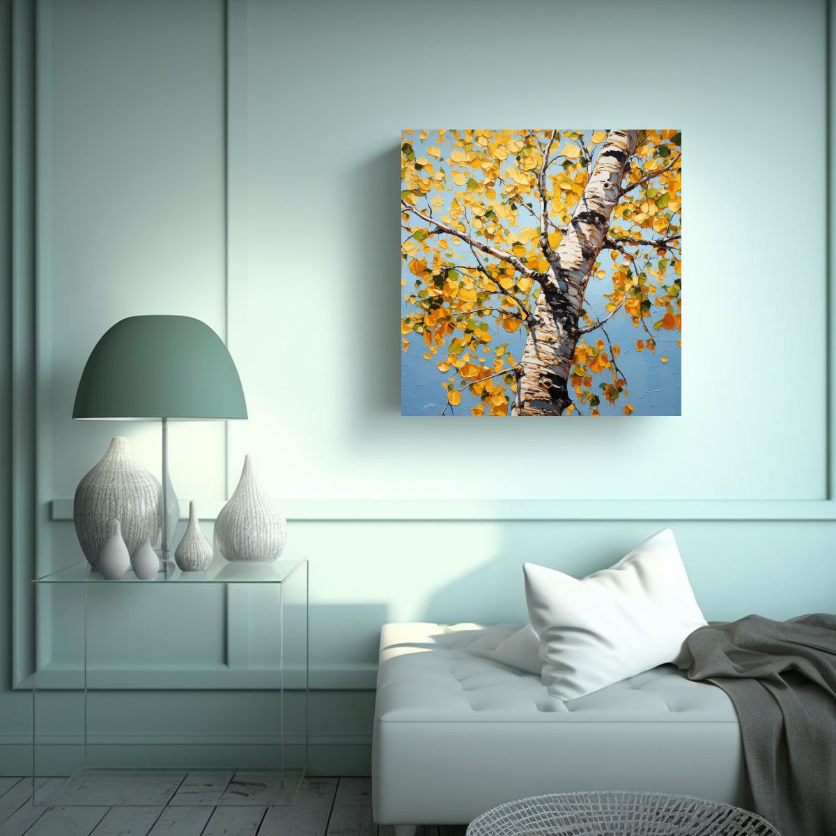 GENERICO - Pintura Abstracta De árbol De Aspen 80x80 Cm