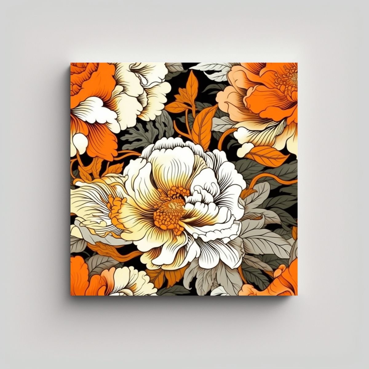 GENERICO - Lienzo Decorativo De Flores Grandes Y Detalles 90x90 Cm