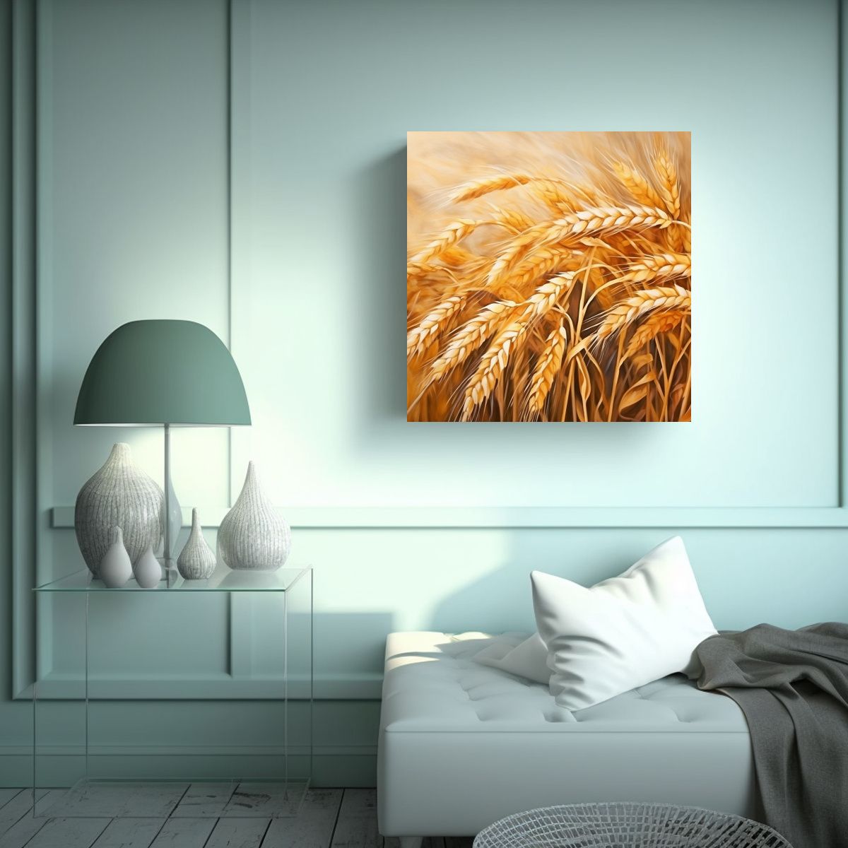 GENERICO - Pintura Abstracta De Granos De Trigo En Estilo 80x80 Cm