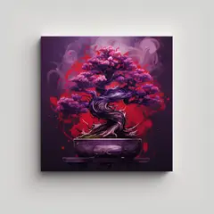 GENERICO - Pintura Decorativa Bonsái De Abeto En Púrpura 80x80 Cm