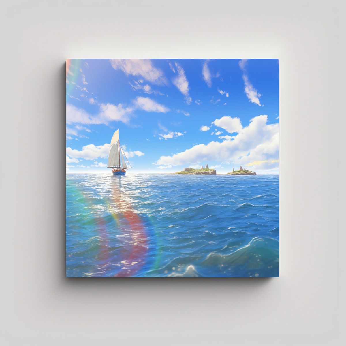 GENERICO - Pintura Decorativa Marina Arcoíris En El Mar 70x70 Cm